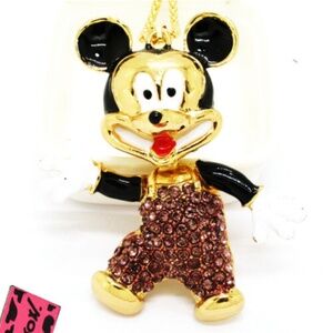 NEW BETSEY JOHNSON PURPLE MICKEY MOUSE RHINESTONE EMBELLISHED CHAIN NECKLACE